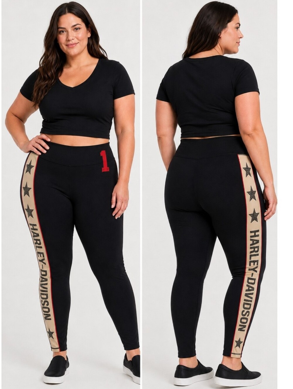 NWT Harley-Davidson Black Side Star Spellout High Waisted Leggings Size 3X, 3W